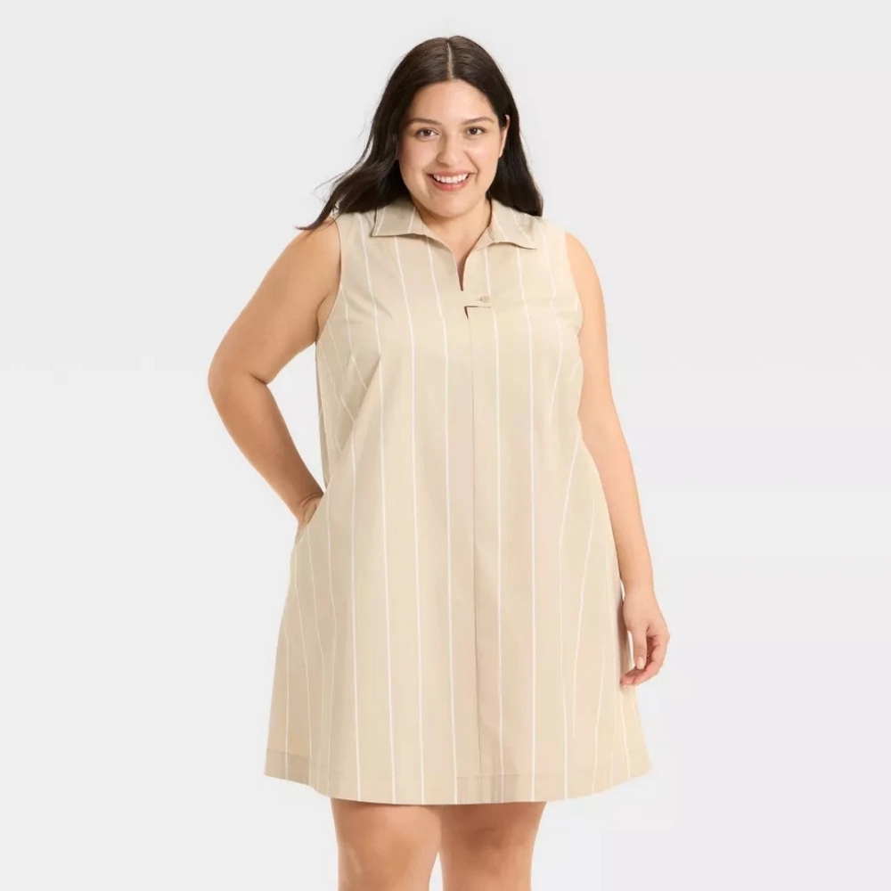 NWT Tan Pinstripe Shirtdress Size 2X